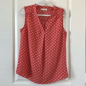 JON & ANNA | Polka Dot Sleeveless Top | Coral | Size M
